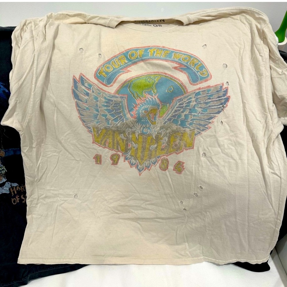Van Halen Oversized Band T Shirt, Cream, O/S